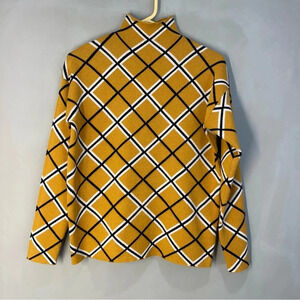Tahari Crisscross Mock Neck Mustard  Sweater Women Size Small